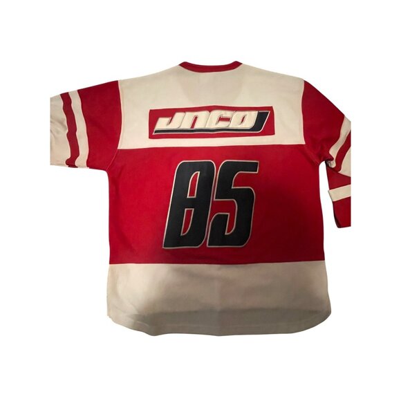 JNCO Red & White Mesh Long Sleeve Hockey Jersey Size XXL Sports USA - Picture 11 of 15